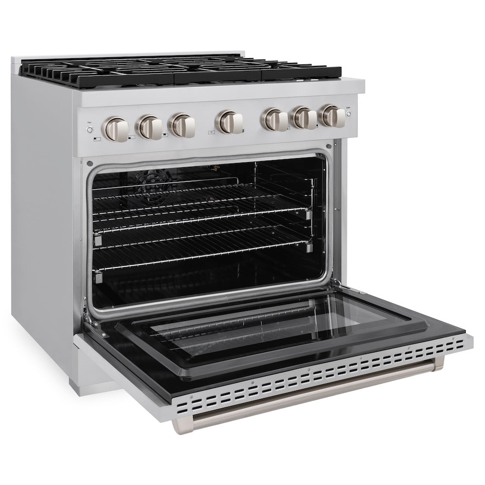 ZLINE 36 in. 5.2 cu. ft. Paramount Gas Range with 6 Burner Cooktop and Convection Gas Oven in Stainless Steel, Open Box-Excellent Condition