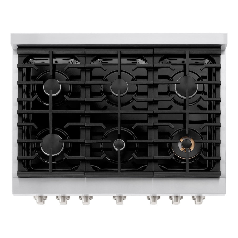 ZLINE 36 in. 5.2 cu. ft. Paramount Gas Range with 6 Burner Cooktop and Convection Gas Oven in Stainless Steel, Open Box-Excellent Condition