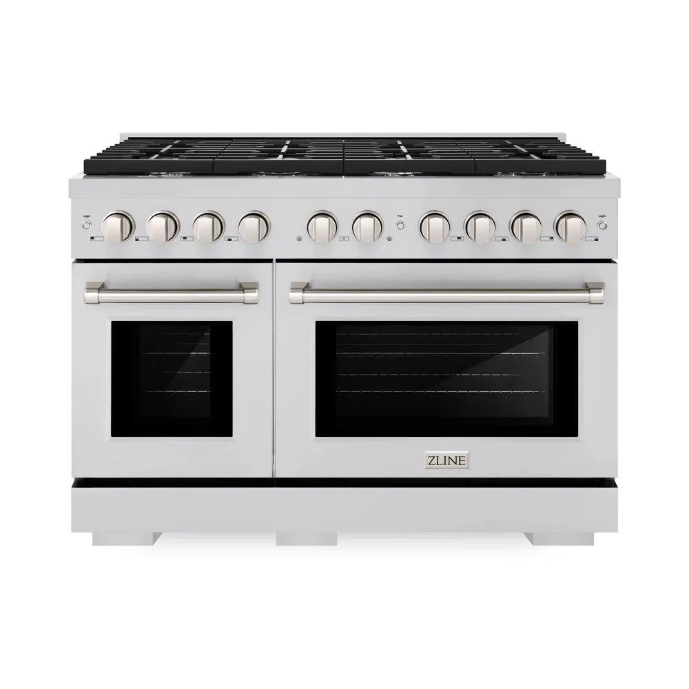 ZLINE 48 in. 6.7 cu. ft. Paramount Double Oven Gas Range with 8 Burner Cooktop in Stainless Steel, Open Box-Great Condition