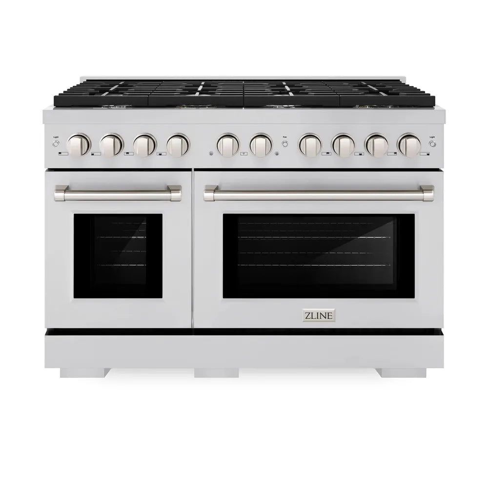 ZLINE 48 in. 6.7 cu. ft. Paramount Double Oven Gas Range with 8 Burner Cooktop in Stainless Steel, Open Box-Great Condition