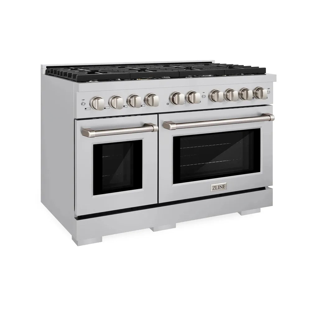 ZLINE 48 in. 6.7 cu. ft. Paramount Double Oven Gas Range with 8 Burner Cooktop in Stainless Steel, Open Box-Great Condition main image.