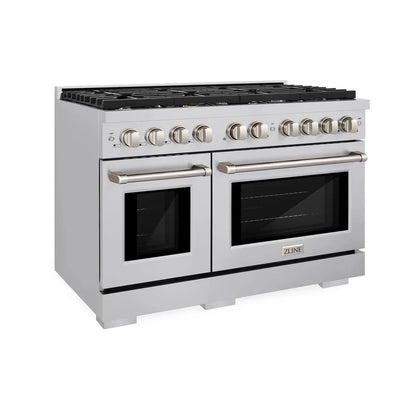 ZLINE 48 in. 6.7 cu. ft. Paramount Double Oven Gas Range with 8 Burner Cooktop in Stainless Steel, Open Box-Great Condition main image.