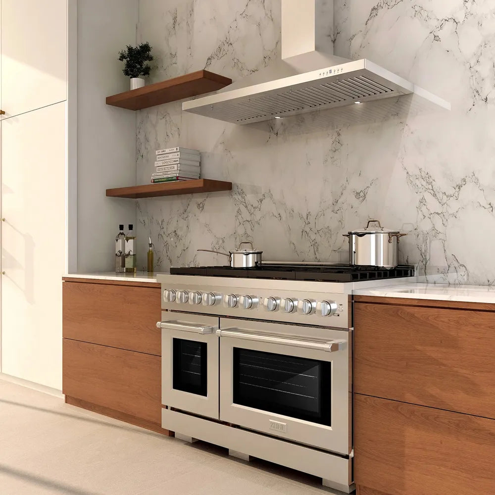 ZLINE 48 in. 6.7 cu. ft. Paramount Double Oven Gas Range with 8 Burner Cooktop in Stainless Steel, Open Box-Great Condition