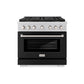 ZLINE 36 in. 5.2 cu. ft. Paramount Gas Range with 6 Burner DuoPro™ Cooktop and Convection Gas Oven with Black Matte Door (PSGR-BLM-36) front.