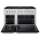 ZLINE 48 in. 6.7 cu. ft. Paramount Gas Range with 8 Burner DuoPro™ Cooktop and Dual Ovens with Black Matte Doors (PSGR-BLM-48) front, oven open.