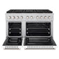 ZLINE 48 in. 6.7 cu. ft. Paramount Gas Range with 8 Burner DuoPro™ Cooktop and Dual Ovens with White Matte Doors (PSGR-WM-48) front, oven open.