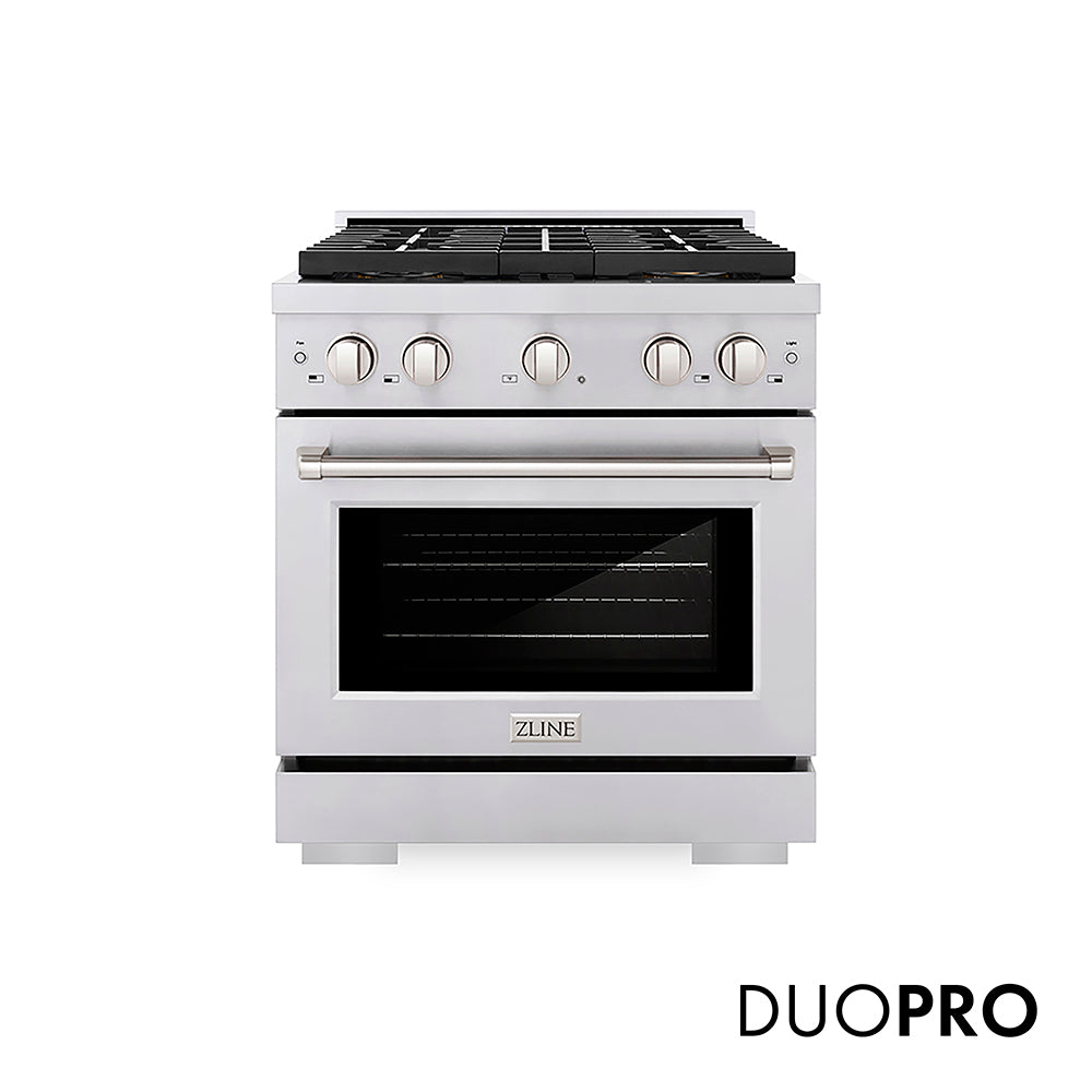 ZLINE 30 in. 4.2 cu. ft. Paramount Gas Range with 4 Burner DuoPro™ Cooktop and Convection Gas Oven in Stainless Steel, Open Box-Good Condition