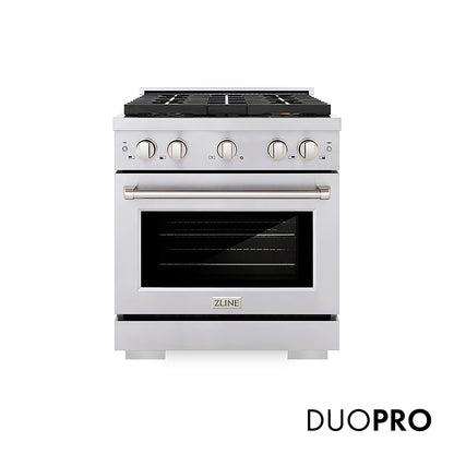 ZLINE 30 in. 4.2 cu. ft. Paramount Gas Range with 4 Burner DuoPro™ Cooktop and Convection Gas Oven in Stainless Steel, Open Box-Good Condition