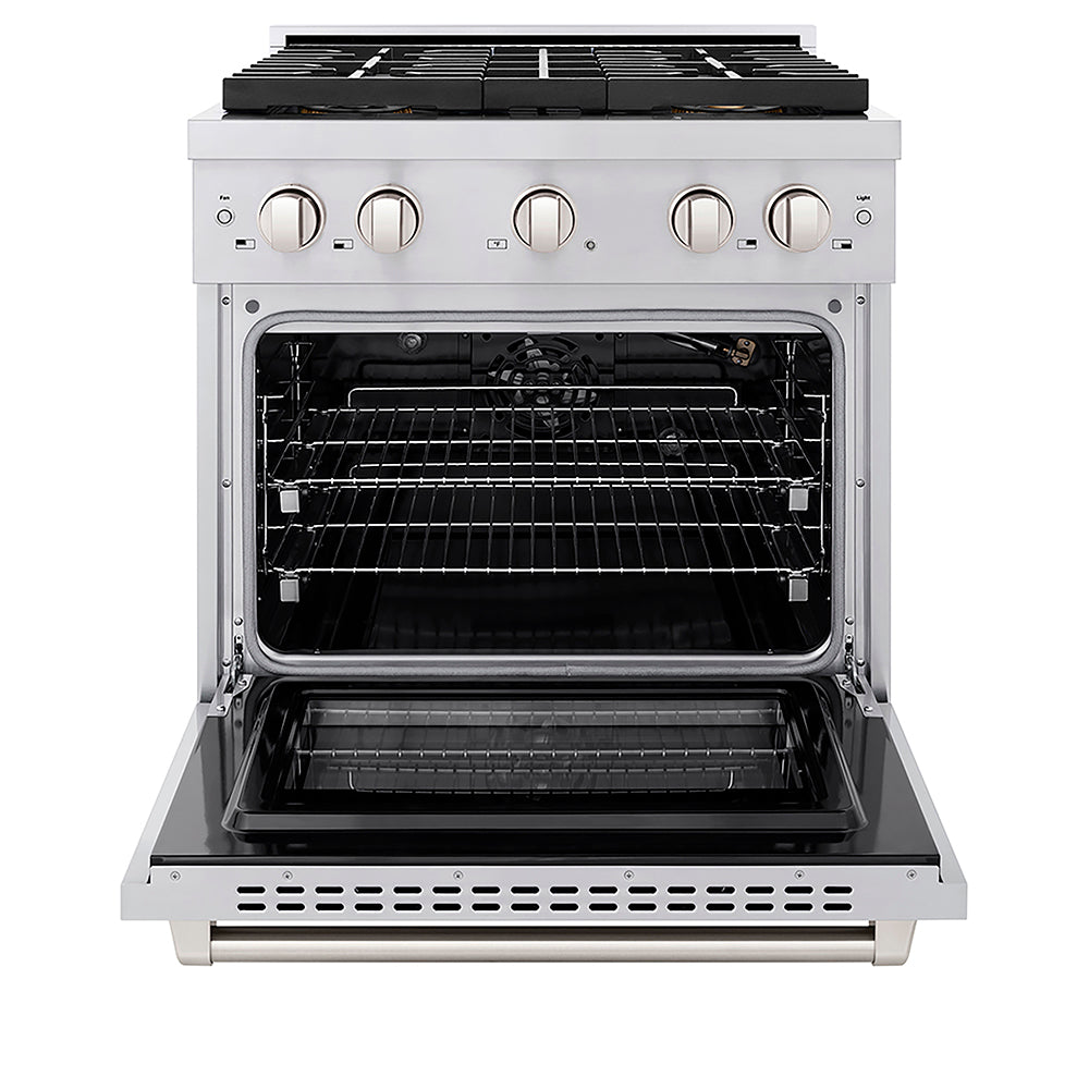 ZLINE 30 in. 4.2 cu. ft. Paramount Gas Range with 4 Burner DuoPro™ Cooktop and Convection Gas Oven in Stainless Steel, Open Box-Good Condition