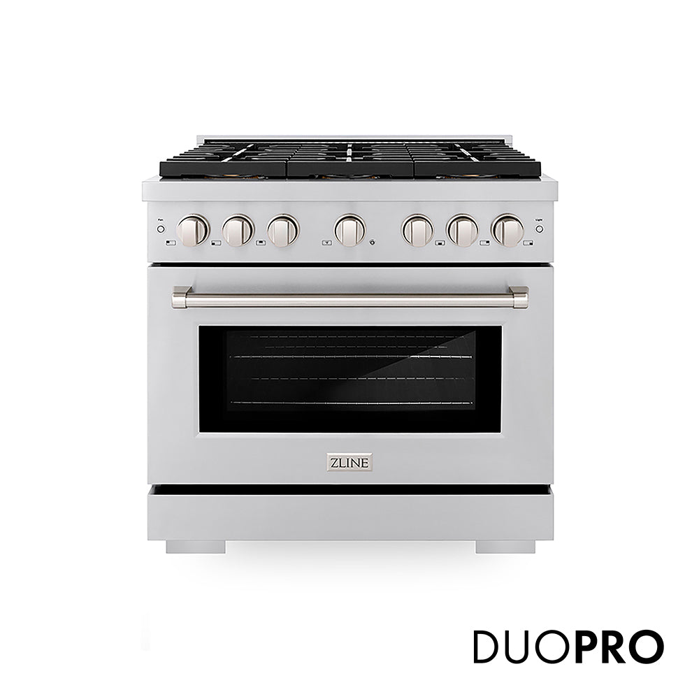ZLINE 36 in. 5.2 cu. ft. Paramount Gas Range with 6 Burner DuoPro™ Cooktop and Convection Gas Oven in Stainless Steel, Open Box-Good Condition