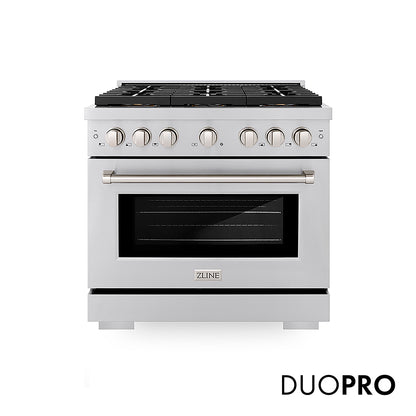 ZLINE 36 in. 5.2 cu. ft. Paramount Gas Range with 6 Burner DuoPro™ Cooktop and Convection Gas Oven in Stainless Steel, Open Box-Good Condition