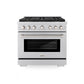 ZLINE 36 in. 5.2 cu. ft. Paramount Gas Range with 6 Burner DuoPro™ Cooktop and Convection Gas Oven in Stainless Steel (PSGR36) front.