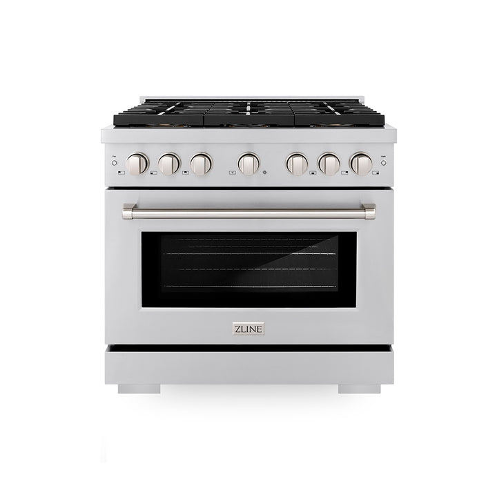 ZLINE 36 in. 5.2 cu. ft. Paramount Gas Range with 6 Burner DuoPro™ Cooktop and Convection Gas Oven in Stainless Steel (PSGR36)