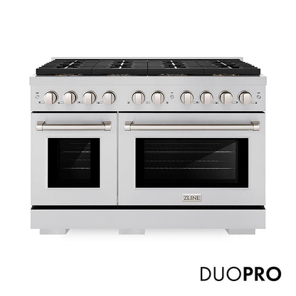 ZLINE 48 in. 6.7 cu. ft. Paramount Gas Range with 8 Burner DuoPro™ Cooktop and Dual Ovens in Stainless Steel, Open Box-Great Condition