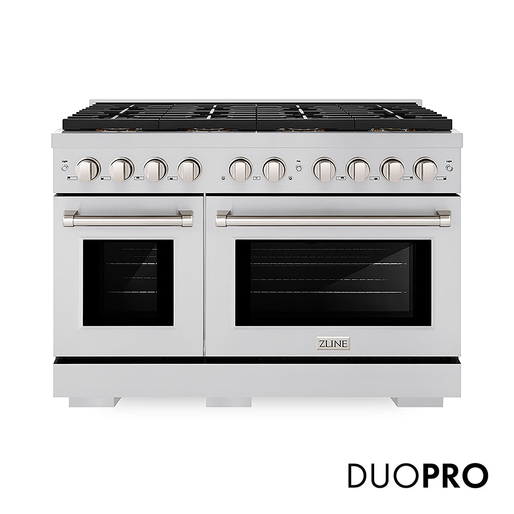 ZLINE 48 in. 6.7 cu. ft. Paramount Gas Range with 8 Burner DuoPro™ Cooktop and Dual Ovens in Stainless Steel, Open Box-Good Condition