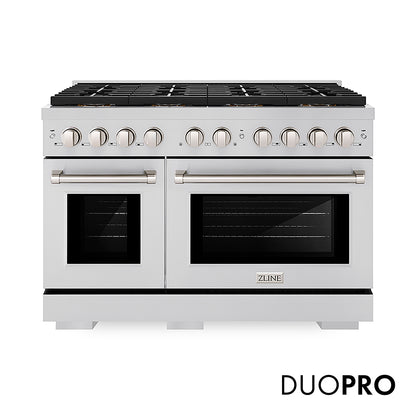 ZLINE 48 in. 6.7 cu. ft. Paramount Gas Range with 8 Burner DuoPro™ Cooktop and Dual Ovens in Stainless Steel, Open Box-Good Condition
