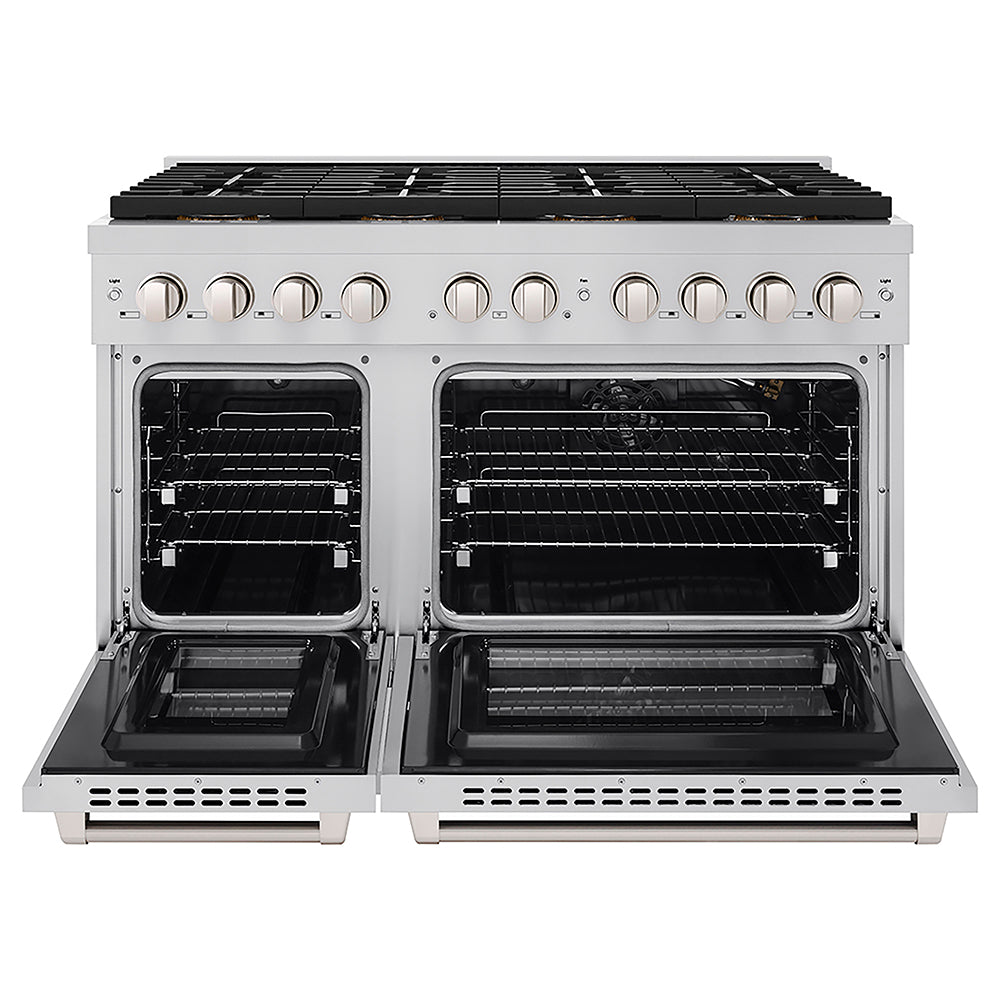 ZLINE 48 in. 6.7 cu. ft. Paramount Gas Range with 8 Burner DuoPro™ Cooktop and Dual Ovens in Stainless Steel, Open Box-Good Condition