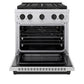 ZLINE Autograph Edition 30 in. 4.2 cu. ft. Paramount Gas Range with 4 Burner DuoPro™ Cooktop and Convection Gas Oven in Stainless Steel with Matte Black Accents, Open Box-Good Condition