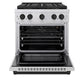 ZLINE Autograph Edition 30 in. 4.2 cu. ft. Paramount Gas Range with 4 Burner DuoPro™ Cooktop and Convection Gas Oven in Stainless Steel with Matte Black Accents, Open Box-Great Condition