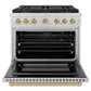 ZLINE Autograph Edition 36 in. 5.2 cu. ft. Paramount Gas Range with 6 Burner DuoPro™ Cooktop and Convection Gas Oven in Stainless Steel and Champagne Bronze Accents, Open Box-Great Condition