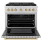ZLINE Autograph Edition 36 in. 5.2 cu. ft. Paramount Gas Range with 6 Burner DuoPro™ Cooktop and Convection Gas Oven in Stainless Steel and Polished Gold Accents, Open Box-Good Condition