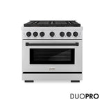 ZLINE Autograph Edition 36 in. 5.2 cu. ft. Paramount Gas Range with 6 Burner DuoPro™ Cooktop and Convection Gas Oven in Stainless Steel and Matte Black Accents, Open Box-Good Condition