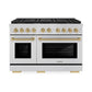ZLINE Autograph Edition 48 in. 6.7 cu. ft. Paramount Gas Range with 8 Burner DuoPro™ Cooktop and Dual Ovens in Stainless Steel and Champagne Bronze Accents, Open Box-Great Condition