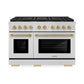 ZLINE Autograph Edition 48 in. 6.7 cu. ft. Paramount Gas Range with 8 Burner DuoPro™ Cooktop and Dual Ovens in Stainless Steel and Champagne Bronze Accents, Open Box-Good Condition