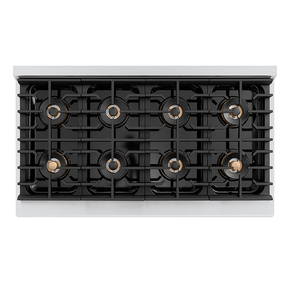 ZLINE Autograph Edition 48 in. 6.7 cu. ft. Paramount Gas Range with 8 Burner DuoPro™ Cooktop and Dual Ovens in Stainless Steel and Champagne Bronze Accents, Open Box-Good Condition