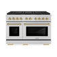 ZLINE Autograph Edition 48 in. 6.7 cu. ft. Paramount Gas Range with 8 Burner DuoPro™ Cooktop and Dual Ovens in Stainless Steel and Polished Gold Accents, Open Box-Good Condition