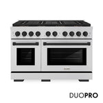 ZLINE Autograph Edition 48 in. 6.7 cu. ft. Paramount Gas Range with 8 Burner DuoPro™ Cooktop and Dual Ovens in Stainless Steel and Matte Black Accents, Open Box-Good Condition
