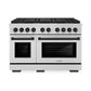 ZLINE Autograph Edition 48 in. 6.7 cu. ft. Paramount Gas Range with 8 Burner DuoPro™ Cooktop and Dual Ovens in Stainless Steel and Matte Black Accents (PSGRZ-48-MB) front.
