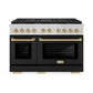 ZLINE Autograph Edition 48 in. 6.7 cu. ft. Paramount Gas Range with 8 Burner DuoPro™ Cooktop and Dual Ovens with Black Matte Doors and Champagne Bronze Accents, Open Box-Good Condition