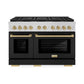 ZLINE Autograph Edition 48 in. 6.7 cu. ft. Paramount Gas Range with 8 Burner DuoPro™ Cooktop and Dual Ovens with Black Matte Doors and Champagne Bronze Accents, Open Box-Great Condition