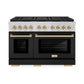 ZLINE Autograph Edition 48 in. 6.7 cu. ft. Paramount Gas Range with 8 Burner DuoPro™ Cooktop and Dual Ovens with Black Matte Doors and Polished Gold Accents, Open Box-Good Condition