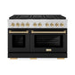 ZLINE Autograph Edition 48 in. 6.7 cu. ft. Paramount Gas Range with 8 Burner DuoPro™ Cooktop and Dual Ovens with Black Matte Doors and Polished Gold Accents, Open Box-Great Condition
