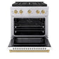 ZLINE Autograph Edition 30 in. 4.2 cu. ft. Paramount Gas Range with 4 Burner DuoPro™ Cooktop and Convection Gas Oven in Stainless Steel with White Matte Door and Champagne Bronze Accents, Open Box-Good Condition