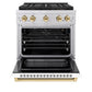 ZLINE Autograph Edition 30 in. 4.2 cu. ft. Paramount Gas Range with 4 Burner DuoPro™ Cooktop and Convection Gas Oven in Stainless Steel with White Matte Door and Polished Gold Accents, Open Box-Great Condition