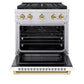 ZLINE Autograph Edition 30 in. 4.2 cu. ft. Paramount Gas Range with 4 Burner DuoPro™ Cooktop and Convection Gas Oven in Stainless Steel with White Matte Door and Polished Gold Accents, Open Box-Good Condition