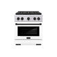ZLINE Autograph Edition 30 in. 4.2 cu. ft. Paramount Gas Range with 4 Burner DuoPro™ Cooktop and Convection Gas Oven in Stainless Steel with White Matte Door and Matte Black Accents, Open Box-Good Condition