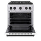 ZLINE Autograph Edition 30 in. 4.2 cu. ft. Paramount Gas Range with 4 Burner DuoPro™ Cooktop and Convection Gas Oven in Stainless Steel with White Matte Door and Matte Black Accents, Open Box-Good Condition