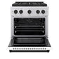 ZLINE Autograph Edition 30 in. 4.2 cu. ft. Paramount Gas Range with 4 Burner DuoPro™ Cooktop and Convection Gas Oven in Stainless Steel with White Matte Door and Matte Black Accents, Open Box-Great Condition