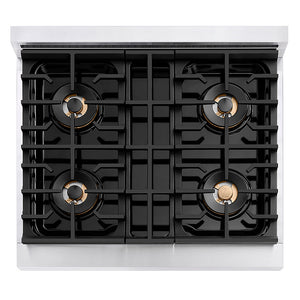 ZLINE Autograph Edition 30 in. 4.2 cu. ft. Paramount Gas Range with 4 Burner DuoPro™ Cooktop and Convection Gas Oven in Stainless Steel with White Matte Door and Matte Black Accents, Open Box-Great Condition