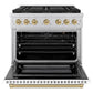 ZLINE Autograph Edition 36 in. 5.2 cu. ft. Paramount Gas Range with 6 Burner DuoPro™ Cooktop and Convection Gas Oven with White Matte Door and Champagne Bronze Accents, Open Box-Great Condition