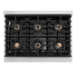 ZLINE Autograph Edition 36 in. 5.2 cu. ft. Paramount Gas Range with 6 Burner DuoPro™ Cooktop and Convection Gas Oven with White Matte Door and Champagne Bronze Accents, Open Box-Good Condition