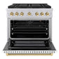 ZLINE Autograph Edition 36 in. 5.2 cu. ft. Paramount Gas Range with 6 Burner DuoPro™ Cooktop and Convection Gas Oven with White Matte Door and Polished Gold Accents, Open Box-Good Condition