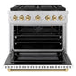 ZLINE Autograph Edition 36 in. 5.2 cu. ft. Paramount Gas Range with 6 Burner DuoPro™ Cooktop and Convection Gas Oven with White Matte Door and Polished Gold Accents, Open Box-Great Condition