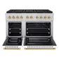ZLINE Autograph Edition 48 in. 6.7 cu. ft. Paramount Gas Range with 8 Burner DuoPro™ Cooktop and Dual Ovens with White Matte Doors and Polished Gold Accents, Open Box-Great Condition