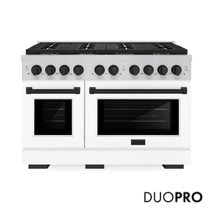 ZLINE Autograph Edition 48 in. 6.7 cu. ft. Paramount Gas Range with 8 Burner DuoPro™ Cooktop and Dual Ovens with White Matte Doors and Matte Black Accents, Open Box-Great Condition main image.