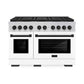 ZLINE Autograph Edition 48 in. 6.7 cu. ft. Paramount Gas Range with 8 Burner DuoPro™ Cooktop and Dual Ovens with White Matte Doors and Matte Black Accents, Open Box-Good Condition